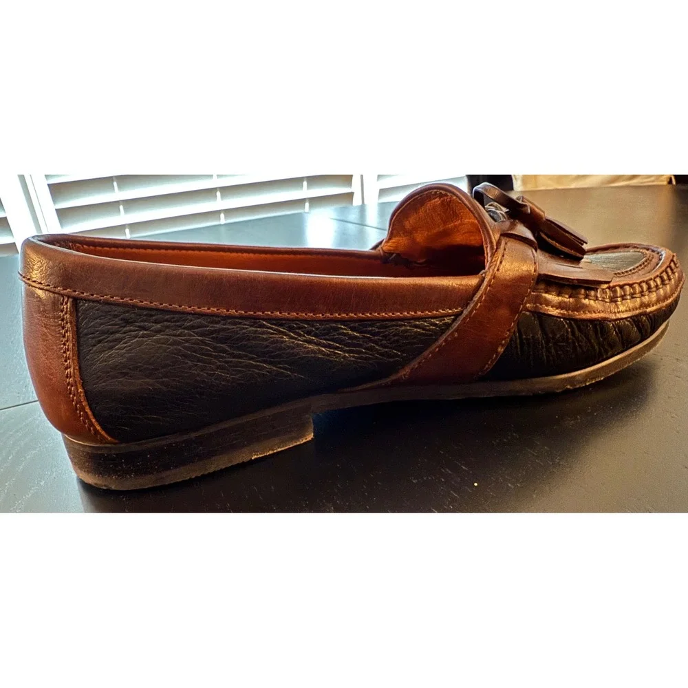 Johnston & Murphy Tasseled Kiltie Loafer Mens‎ 9.5M Black/Brown Leather Slip-On